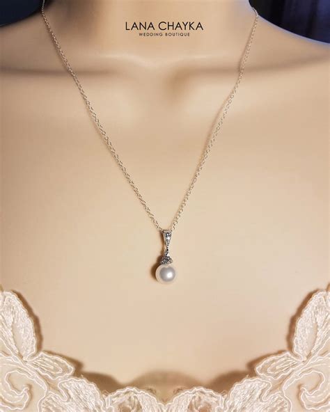 White Pearl Bridal Jewelry Set Pearl Necklace&earrings Set - Etsy