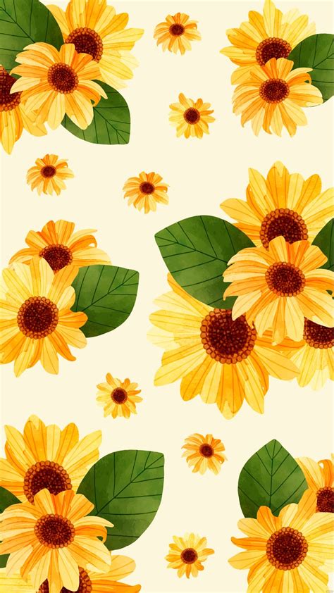 Aesthetic Sunflower Iphone Background in SVG, Illustrator, JPG, EPS ...