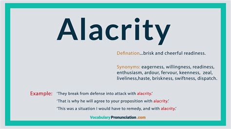 How to Pronounce ALACRITY l Definition and Synonyms of ALACRITY by ...