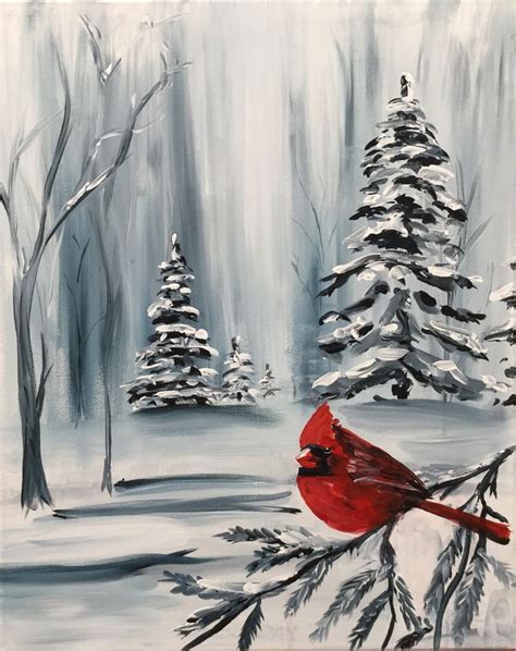 Paint Night: Snow Bird | Christmas paintings, Christmas paintings on canvas, Art painting