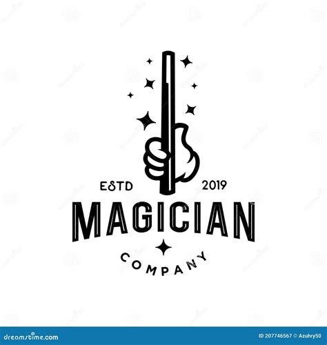 Magician Logo Icon with White Glove Holding Magic Wand Stick Vector ...