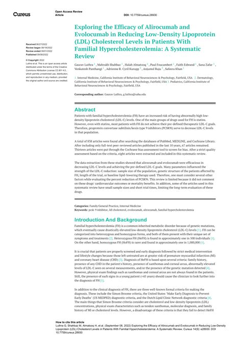 (PDF) Exploring the Efficacy of Alirocumab and Evolocumab in Reducing ...