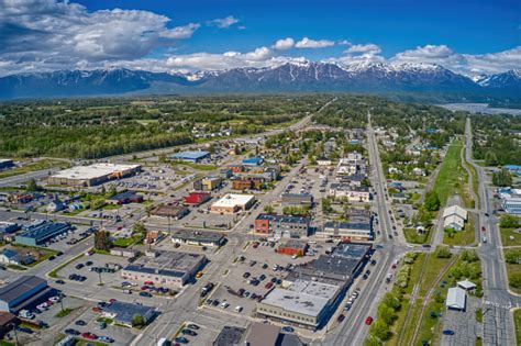 Aerial View Of Downtown Palmer Alaska During Summer Stock Photo - Download Image Now - iStock