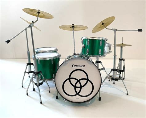 John Bonham Zep Tribute Green Sparkle Ludwig Mini Drum Kit Model For ...