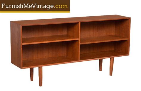 Long Low Mid Century Modern Danish Teak Bookcase