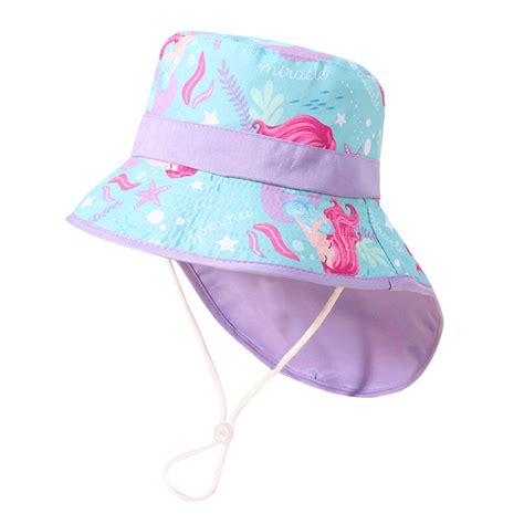 Kids Adjustable Chin Strap Sun Protection Hats Summer Spring Wide Brim ...