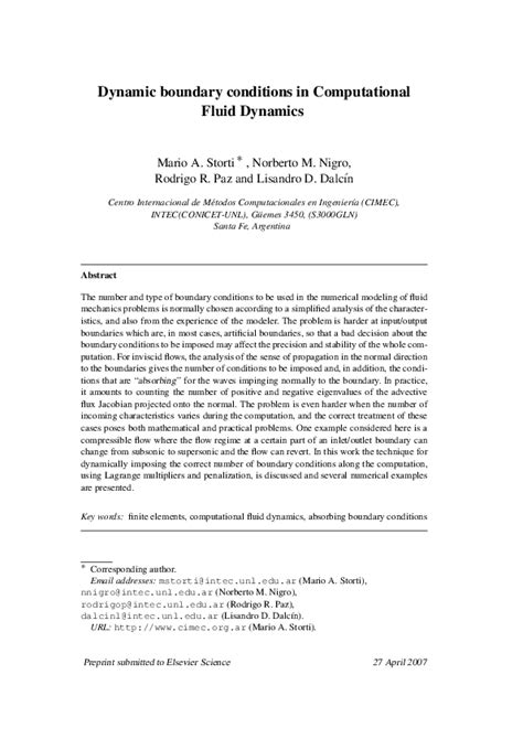 (PDF) Dynamic boundary conditions in computational fluid dynamics ...