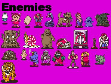 The Spriters Resource - Full Sheet View - EarthBound Beginnings Customs - Enemies (EarthBound-Style)