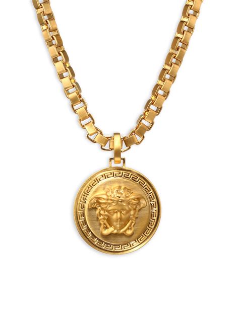 Lyst - Versace Chain Pendant Necklace in Metallic