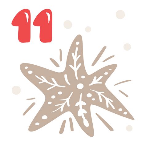 Christmas advent calendar with hand drawn element snowflake. Day eleven ...