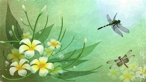 Frangipani Dragonflies HD desktop wallpaper : Widescreen : High Definition : Fullscreen