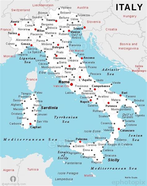 Italy city map - Map of Italy with city names (Southern Europe - Europe)