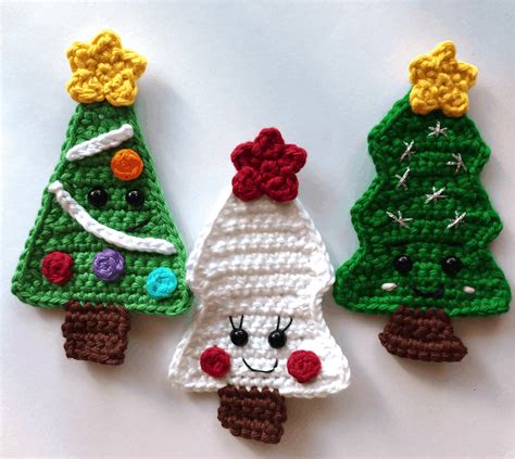 Crochet Christmas Tree appliques - Natalina Craft