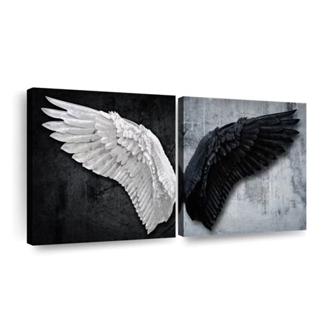 White And Black Angel Wings Wall Art