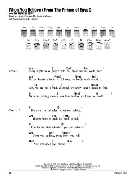 When You Believe (From The Prince Of Egypt) by Whitney Houston and Mariah Carey - Guitar Chords ...