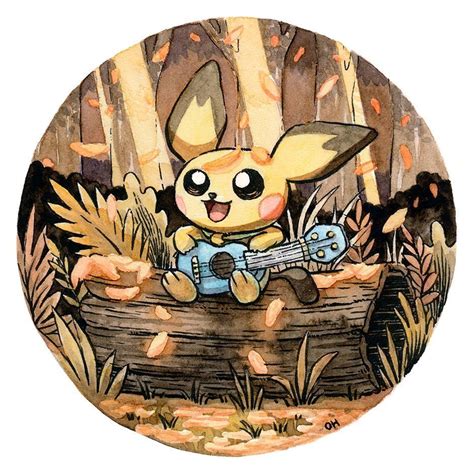 #172 Ukulele Pichu! . #pokémon #pokemon #watercolor #illustration #nintendo #artistoninstagram # ...