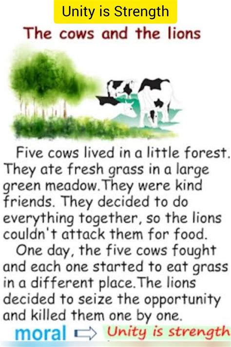 The Cows and The Lions | Short stories for kids, English stories for ...