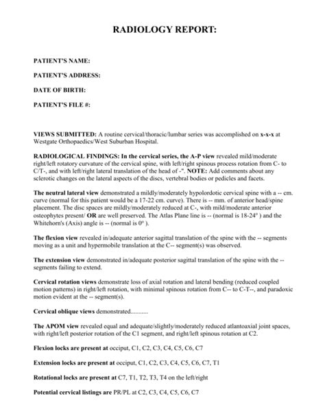 Radiology Report Templates