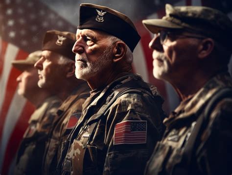 Premium AI Image | A Group of Veterans saluting the American flag on Veterans Day