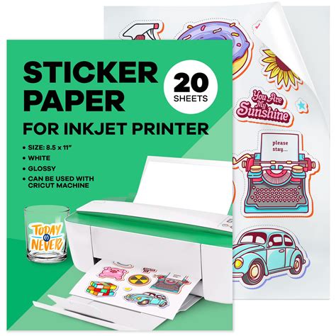 Buy Sticker Paper for Inkjet Printer - Glossy Sticker Paper (20 Sheets ...