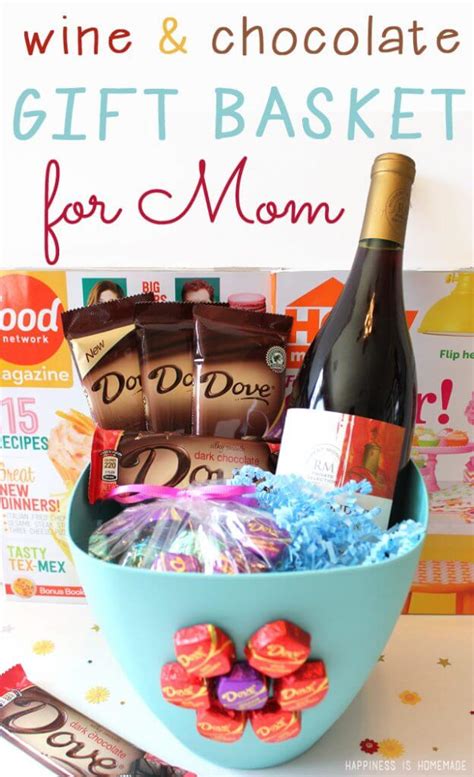 Mother's Day Wine & Dark Chocolate Gift Basket - Happiness is Homemade