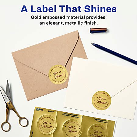 Avery Printable Embossed Foil Labels 22831 Round 2 Diameter Gold Pack ...