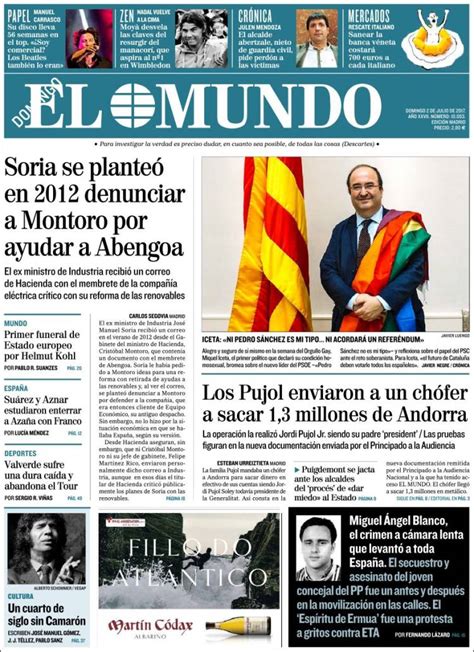 Newspaper El Mundo (Spain). Newspapers in Spain. Today's press covers ...