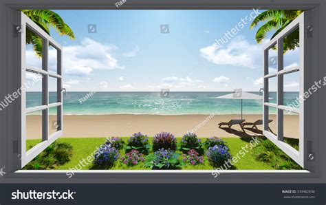 Tropical Island View Sea Window Stock Illustration 330982838 | Shutterstock