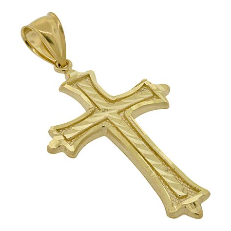 10k Gold Budded Cross Pendant - ShopJW