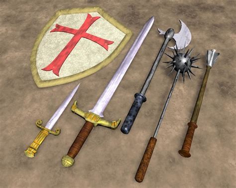 6-pc crusader weapons 3d model