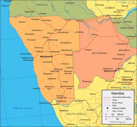 Namibia Map and Satellite Image