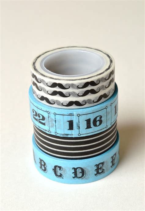 Washi Tape 15mm Vintage Letters on Blue Deco Paper Tape - Etsy