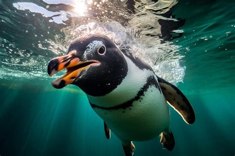 Premium AI Image | In the zoos aquatic habitat a Fiordland penguin from ...