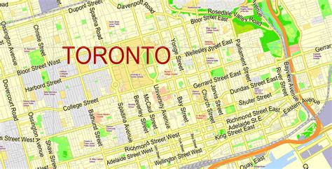 Toronto PDF Map, Canada, exact vector Map street G-View City Plan Level 13 (2000 meters scale ...