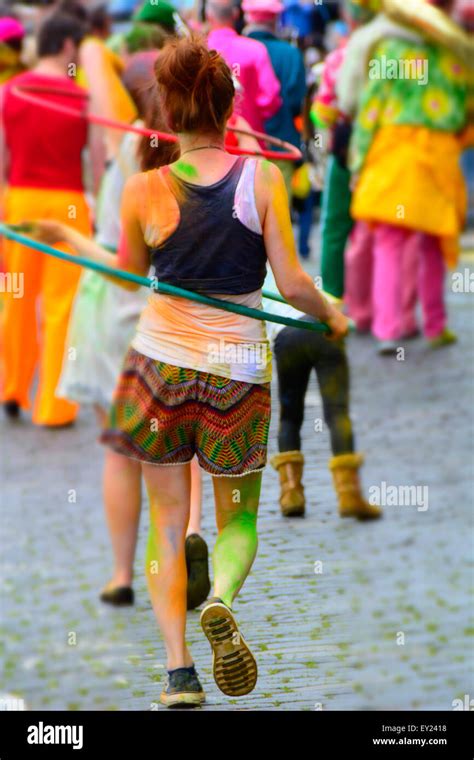 Street dancer at the Edinburgh Festival parade, August 2015 Stock Photo ...