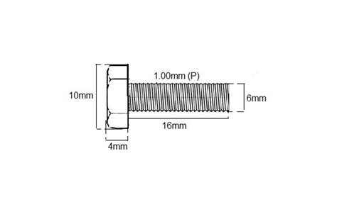 Metric Fully Thread Bolt M6 X 16mm X 1.00P