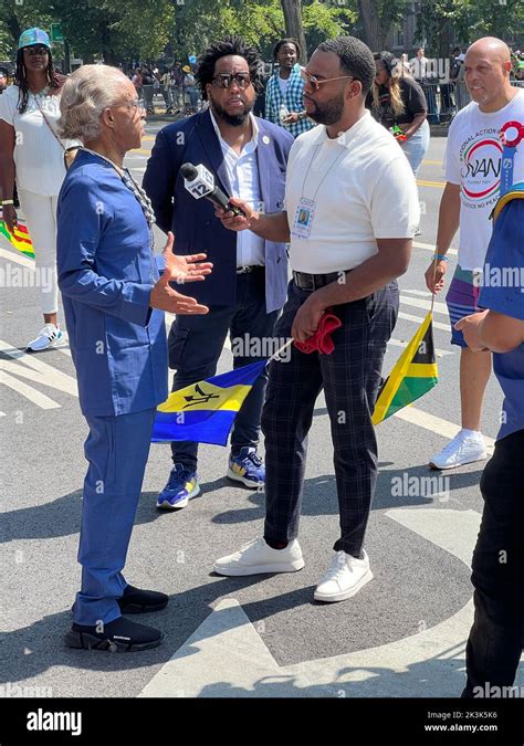 Reverend Al Sharpton being interviewed along the route of the Labor Day ...