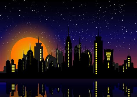 Night City Skyline. Modern Abstract Cityscape Background with Brushed Scratched Style and Fog ...