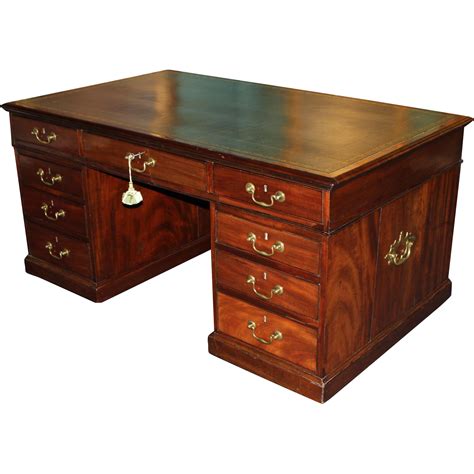 Georgian Mahogany Partners Desk with Leather Top from nhantiquecoop on Ruby Lane