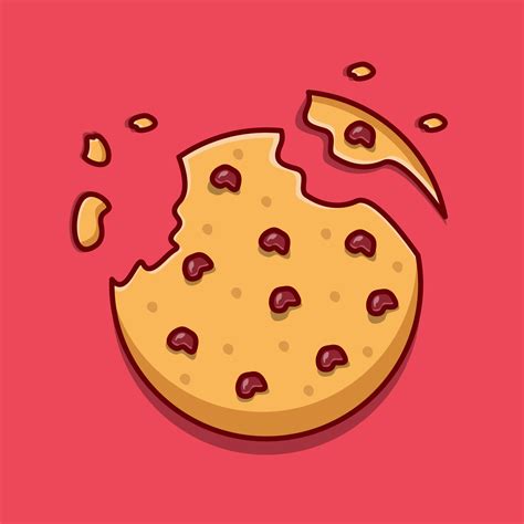 Bitten, broken, cookie chocolate crumbs. Cartoon vector illustration ...