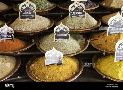 Market varied Arabian spices, organic and natural food Stock Photo - Alamy