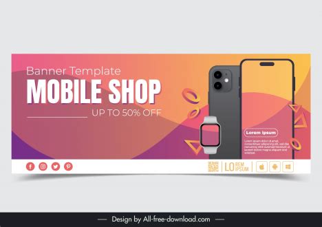 Mobile shop banner template dynamic geometric shape smart devices vectors stock in format for ...