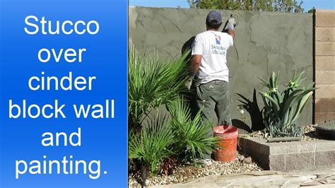 Stucco over cinder block wall, priming and painting. - YouTube