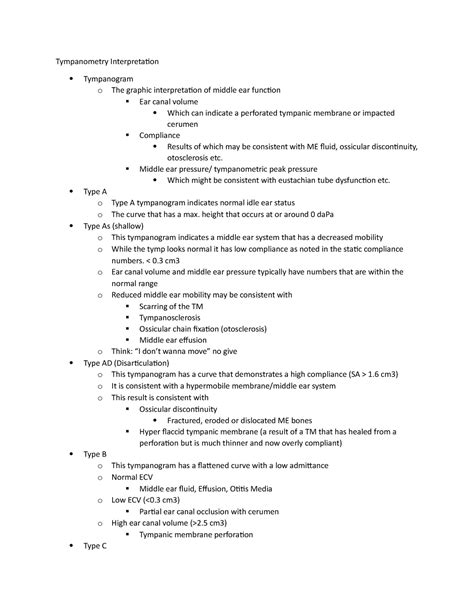 Tympanometry Interpretation - Middle ear pressure/ tympanometric peak pressure Which might be ...