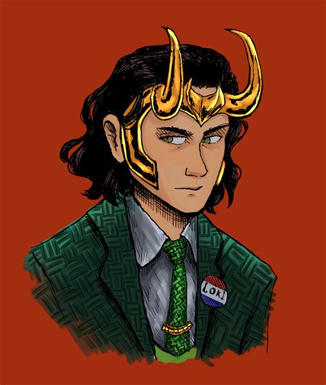 a drawing of a man with horns on his head wearing a green suit and tie