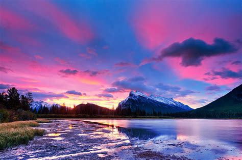 Sunset At Vermilion Lakes Photograph by U Schade