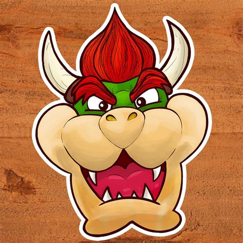 Bowser Face Super Mario Nintendo Sticker on Glossy Vinyl King Koopa Custom Hand-drawn Art - Etsy