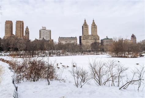 Winter View of Central Park and the Upper West Side Skyline Stock Photo ...