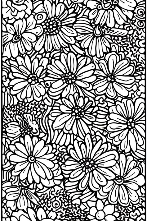 Flowers Coloring Page Black and White · Creative Fabrica