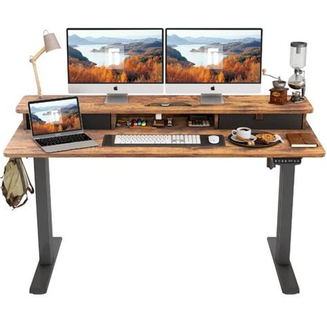 Inbox Zero Height Adjustable Electric Standing Desk, 55 X 24 Inches Stand Up Desk Workstation ...